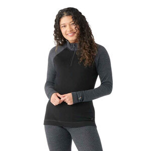 Smartwool Women's Classic Thermal Merino 1/4 Zip Base Layer Shirt - Black Dot L